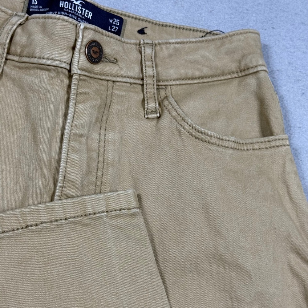 Hollister Curvy High Rise Super Skinny Pants Tan Khaki Stretch Womens 1S W25 L27